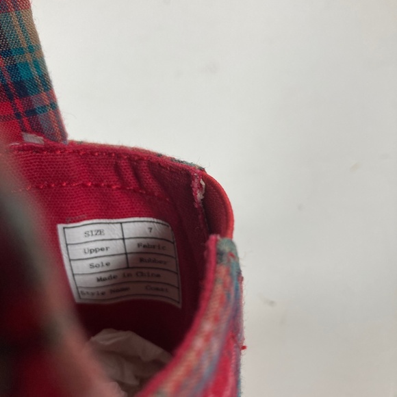 LAMO Boat Shoes Loafers Flat Size 7 Red/Multicolor Plaid Fabric SW1302 Coast NEW - Picture 8 of 8